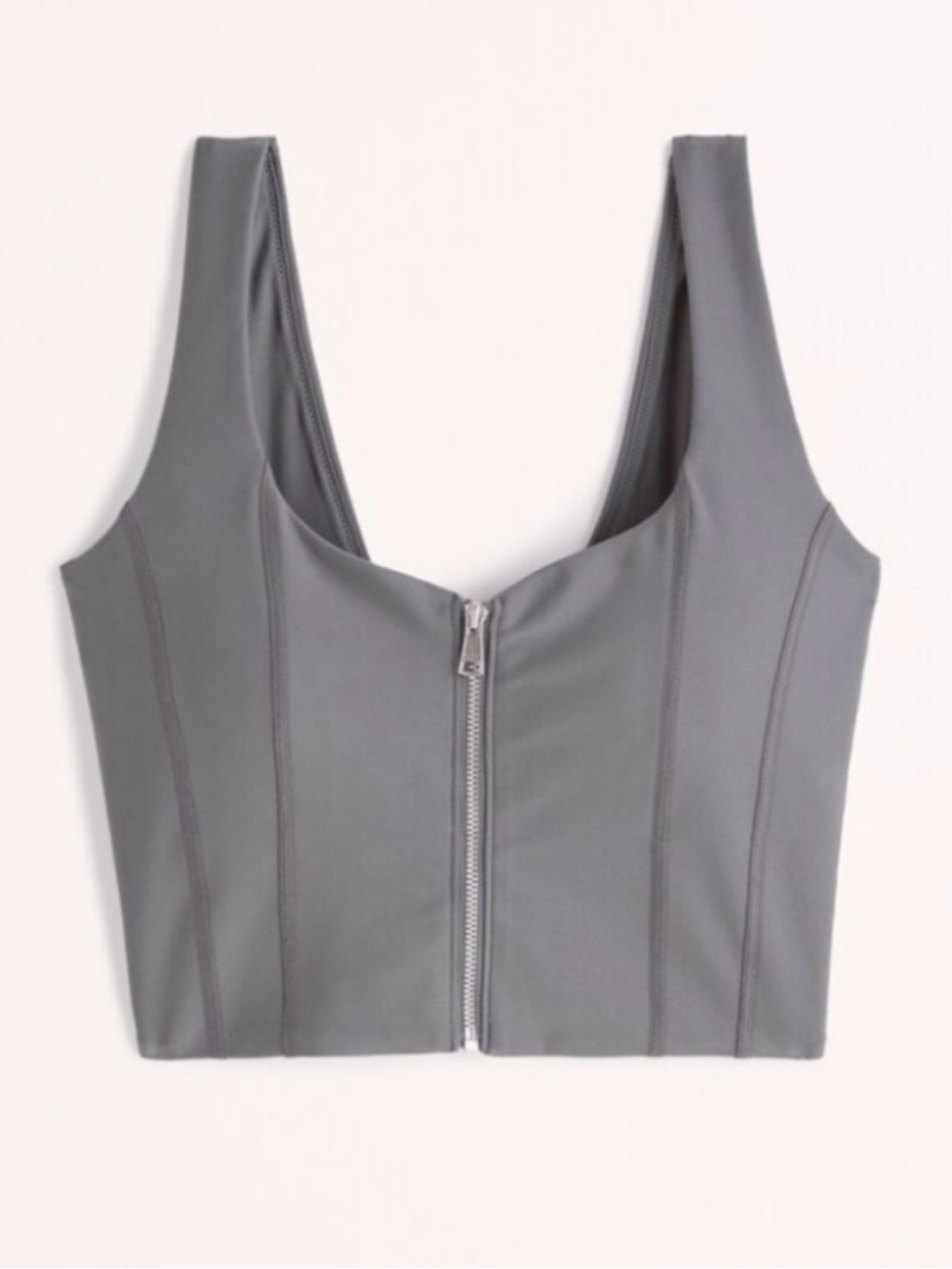 Abercrombie YPB Grey Zip-Up Crop Top